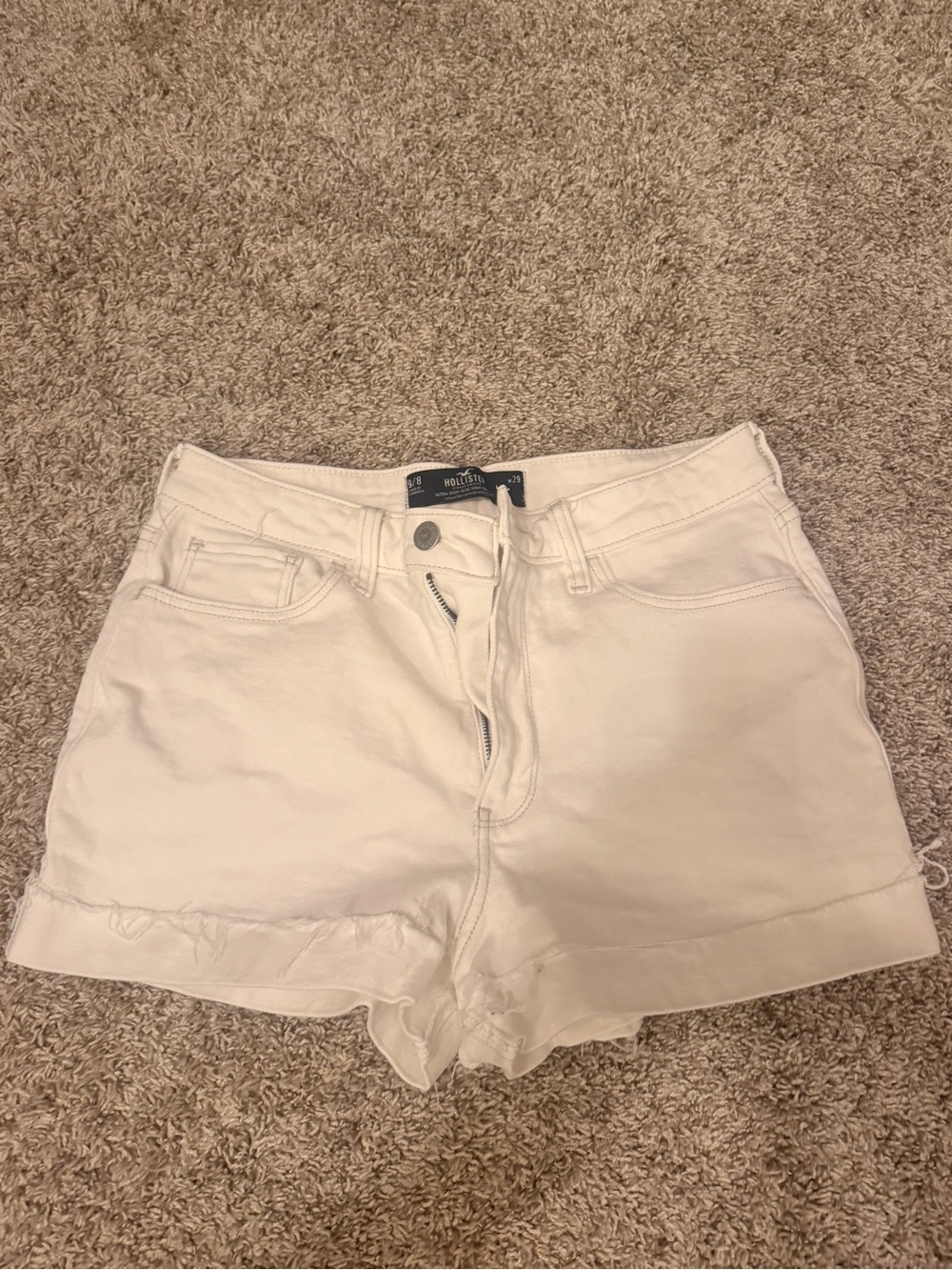 Hollister White Denim High-Rise Women's Shorts
